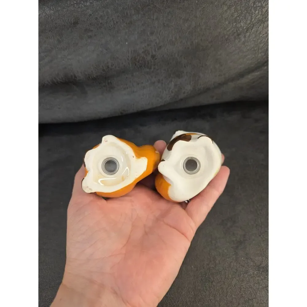 Vintage Salt Pepper Shakers Lot Boston Warehouse Fox Ceramic Oranges Stainless 3